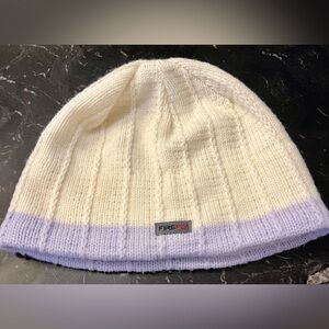 Y2K Firefly winter hat. Knit design cream and lilac colours excellent condition